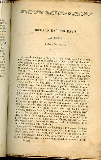 BIBLIOTHEQUE POPULAIRE N498 : GALLEGHER : Scnes de la vie de journal aux Etats-Unis, Van bibber et les cygnes