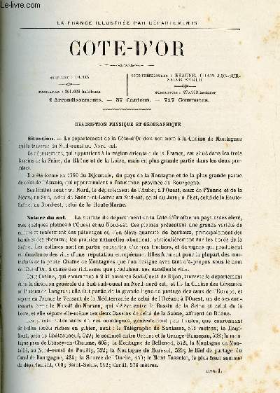 LA COTE D'OR /  LA FRANCE ILLUSTREE PAR DEPARTEMENTS (EXTRAIT DU TOME II - FEUILLES MOBILES) : Description physique et gographique, Histoire du dpartement et des villes, bourgs et chteaux les plus remarquables