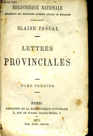 LETTRES PROVINCIALES tome 1