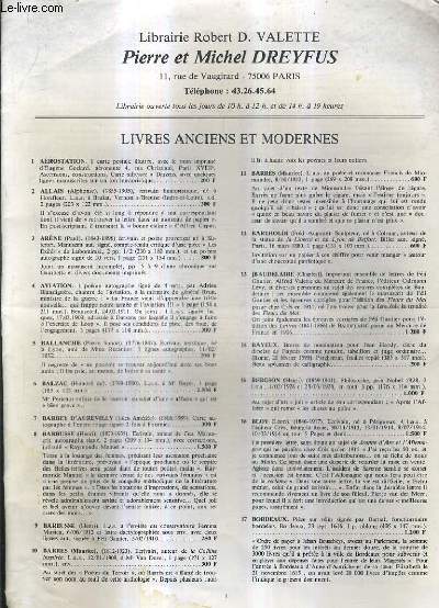 CATALOGUE DE LA LIBRAIRIE ROBERT D.VALETTE PIERRE ET MICHEL DREYFUS - LIVRES ANCIENS ET MODERNES.