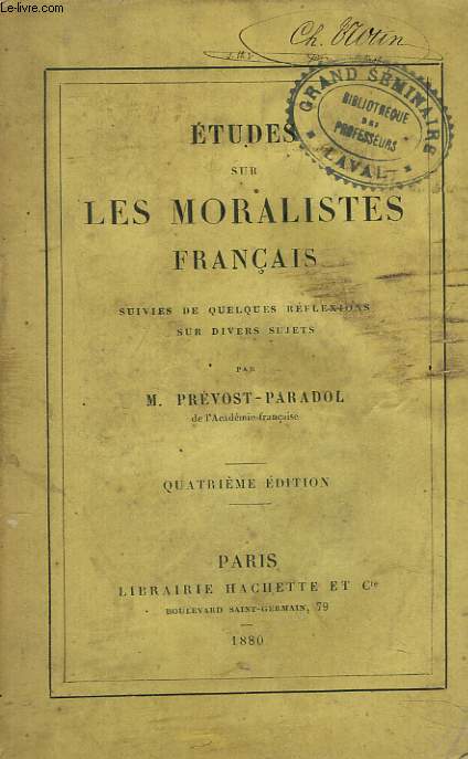 ETUDES SUR LES MORALISTES FRANCAIS