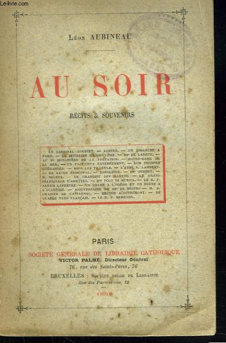 AU SOIR. RECITS & SOUVENIRS.