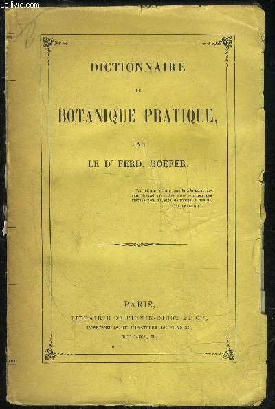 DICTIONNAIRE DE BOTANIQUE PRATIQUE