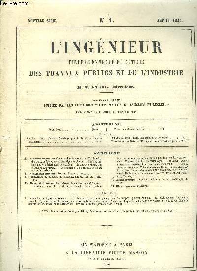L'INGENIEUR N1 - L Chemin* de fer.- Construction conomique. Combinaison . des trains articuls avec la traction sur chane. -Exploitation. Locomotive  chappement variable. - Tracteur Arnoux. Plan inclin de Cherbourg.-Locomotives. De l'