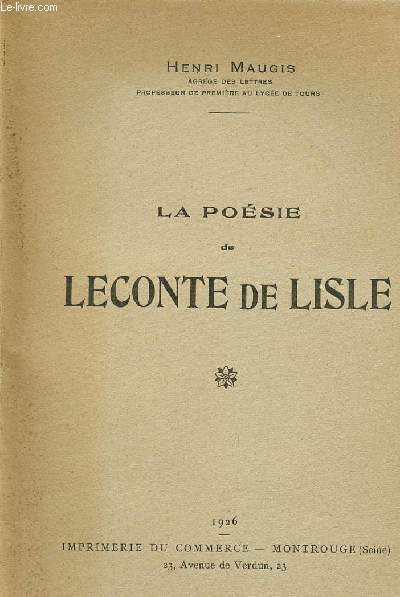 LA POESIE DE LECONTE DE LISLE.