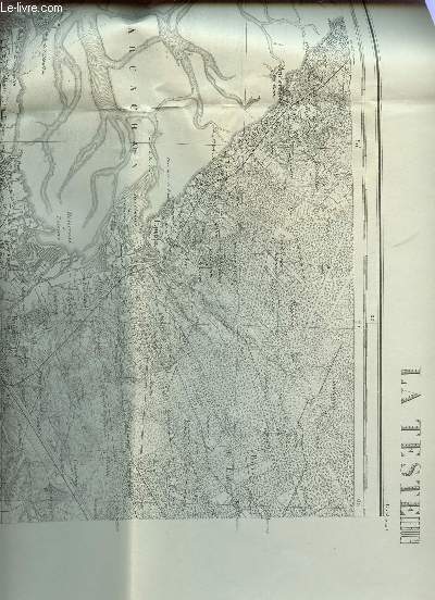 1 CARTE DE LA TESTE DE BUCH EN NOIR ET BLANC DE DIMENSION 50 CM X 70 CM ENVIRON / N191  - TYPE 1889 / CARROYAGE KILOMETRIQUE - PROJECTION LAMBERT - III ZONE SUD.