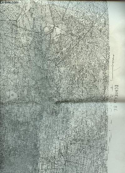1 CARTE DE BORDEAUX S.E. EN NOIR ET BLANC DE DIMENSION 50 CM X 70 CM ENVIRON / N180  - TYPE 1889 / CARROYAGE KILOMETRIQUE - PROJECTION LAMBERT - III ZONE SUD - TIRAGE DE JUIN 1941.