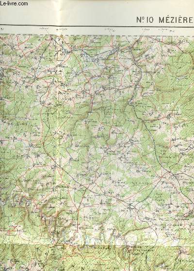 1 CARTE COULEURS DEPLIANTE N10 - MEZIERES - DE DIMENSION 65 Cm X 55 Cm - Carte de France et des frontires  1/200 000 (type 1912).
