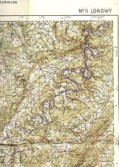 1 CARTE COULEURS DEPLIANTE N11 - LONGWY   - DE DIMENSION 55 Cm X 70 Cm - Carte de France et des frontires  1/200 000 (type 1912).