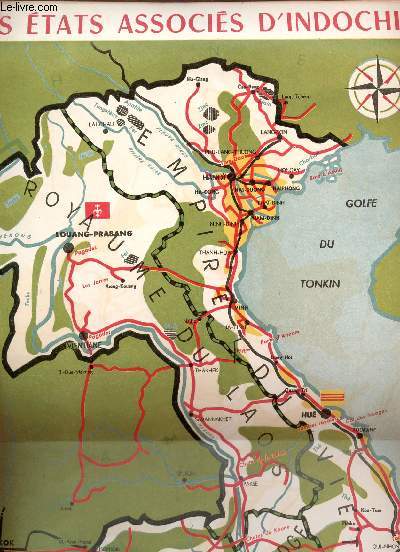 1 CARTE EN COULEURS LES ETATS ASSOCIES D'INDOCHINE - DE DIMENSION 31 Cm X 47 Cm ENVIRON.