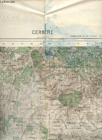 1 CARTE DEPLIANTE EN COULEURS DE CERBERE - FEUILLE N XXV - 50 - CARTE DE FRANCE AU 50000e / DIMENSION DE 60 Cm X 80 Cm ENVIRON .