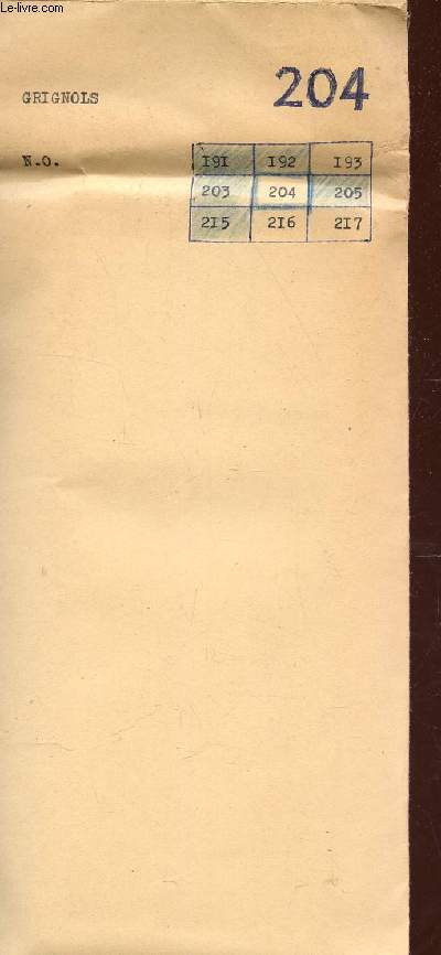 1 CARTE DEPLIANTE EN NOIR ET BLANC  N204 - DE GRIGNOLS - N.O.  40 Cm X 80 Cm ENVIRON.