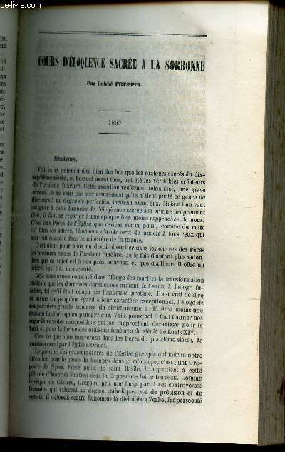 Cours d'eloquence sacre a la Sorbonne :  1857 / Necessit de la mortification exterieure - 3e discours / LA passion - retraite de Notre Dame, 1857