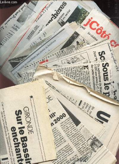LOT IMPORTANT DE COUPURES DE PRESSE SUR LES CHATEAUX DE LA GIRONDE.
