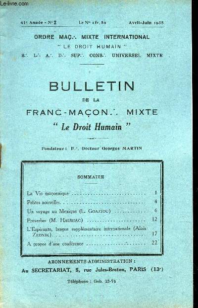 BULLETIN de la Franc-Macon. Mixte 