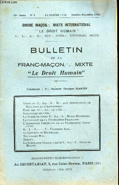 BULLETIN de la Franc-Macon. Mixte 