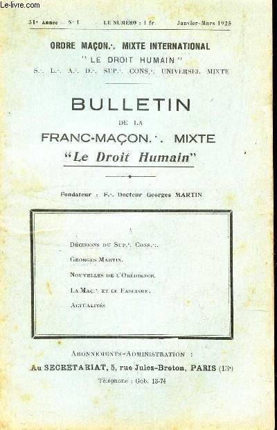 BULLETIN de la Franc-Macon. Mixte 