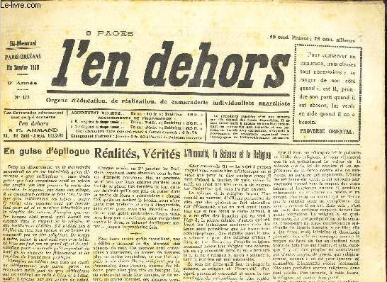 L'EN DEHORS - N175 - FIN JANVIER 1930 - REALITES, VERITES - L'HUMANITE, LA SCIENCE ET LA RELIGION ....