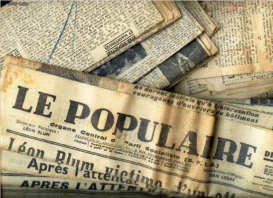 LOT DE NOMBREUSES COUPURES DE PRESSE TRAITANT DU FRONT POPULAIRE + RASSEMBLEMENT POPULAIRE + PROGRAMME