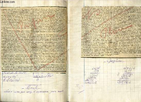 LOT IMPORTANT DE COUPURES DE PRESSE REGROUPEES DANS UN CAHIER TRAITANT DE : SUJETS DIVERS.