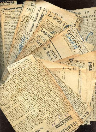 LOT DE NOMBREUSES COUPURES DE  PRESSE regroupes TRAITANT DE : SUJETS DIVERS..
