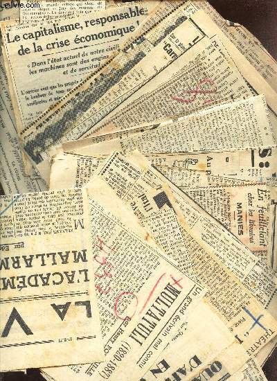 LOT DE NOMBREUSES COUPURES DE  PRESSE regroupes TRAITANT DE :SUJETS DIVERS