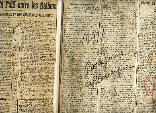 LOT IMPORTANT DE COUPURES DE PRESSE TRAITANT DE MILITARISME - INTERNATIONALISME - ETRANGER.