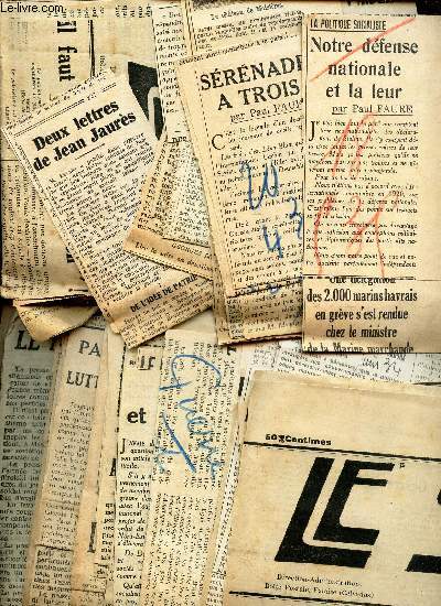 LOT DE NOMBREUSES COUPURES DE PRESSE TRAITANT DE LA DEFENSE NATIONALE.