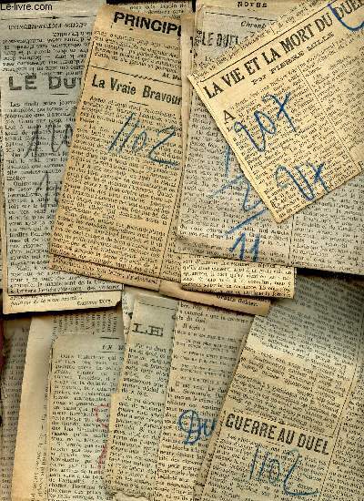 LOT DE NOMBREUSES COUPURES DE PRESSE TRAITANT DE DUEL