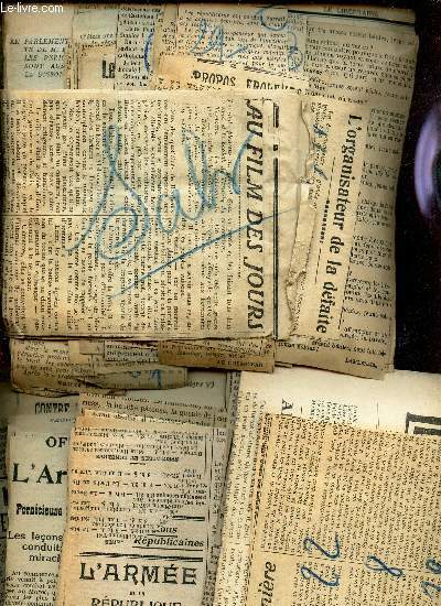 LOT DE NOMBREUSES COUPURES DE PRESSE TRAITANT DE  SOLDATS.