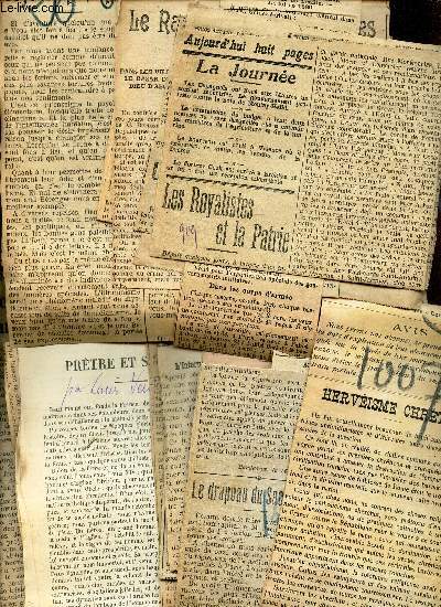 LOT DE NOMBREUSES COUPURES DE PRESSE TRAITANT DE  EGLISE ET ARMEE.