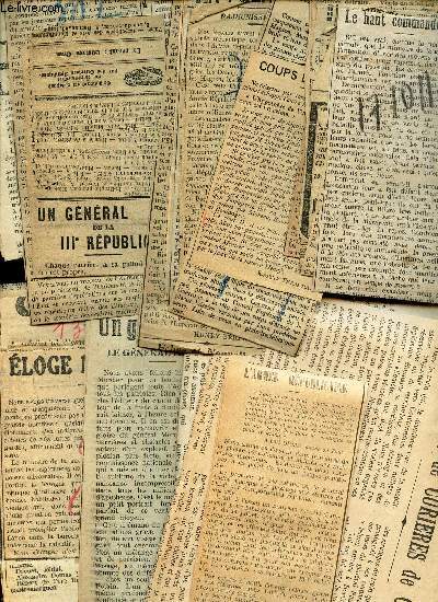 LOT DE NOMBREUSES COUPURES DE PRESSE TRAITANT DE  SOLDATS.