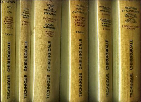 NOUVEAU TRAITE DE TECHNIQUE CHIRURGICALE - EN 13 VOLUMES : Du TOME 1 au TOME 15. MANQUE LES TOME 3eme. et 7eme.