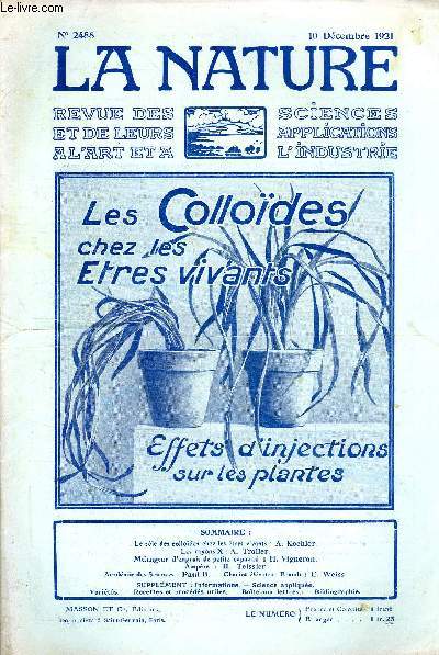 Revue des sciences et de leurs applications aux arts et  l'industrie, Les collodes chez les tres vivants.