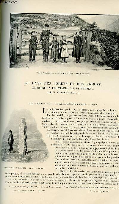 Le tour du monde - journal des voyages - nouvelle srie- livraison n24 - au pays des forts et des fjords, de Bergen  Kristiania par le Valders, par Charles Rabot.