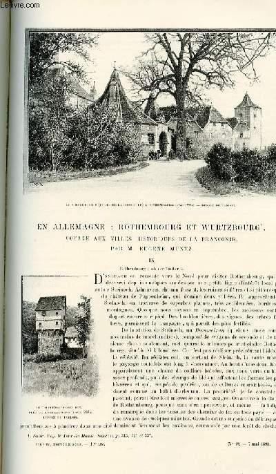 Le tour du monde - journal des voyages - nouvelle srie- livraison n019 et 020 - En Allemagne: Rothembourg et Wurtzbourg, voyage aux villes historiques de la Francophonie par Eugne Mntz.