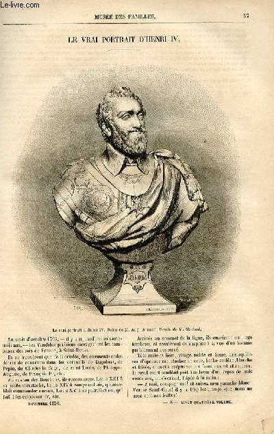 Le muse des familles - lecture du soir -  livraison n08 - Le vrai portrait d'Henri IV  par Pitre Chevalier.