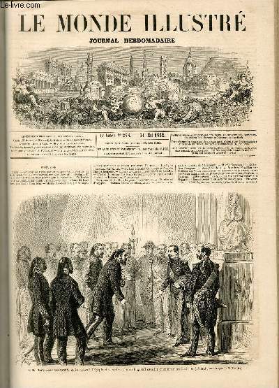 LE MONDE ILLUSTRE N268 S. M. l'Empereur recevant S. A. le vice-roi d'Egypte et sa suite au haut du grand escalier d'honneur des Tuilleries