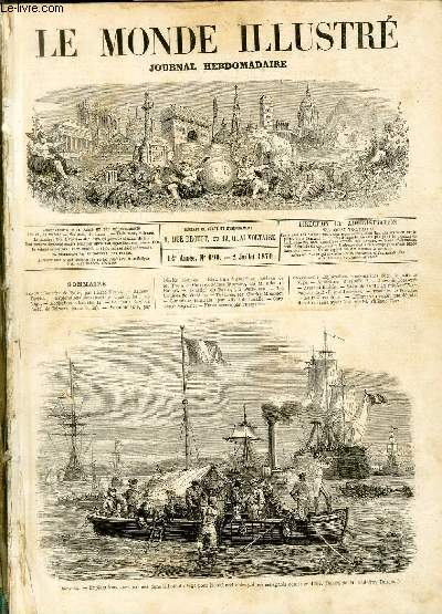 LE MONDE ILLUSTRE N690 - Espagne - Explorations sous-marines dans la baie de Vigo pour la recherche des galions espagnols couls en 1702. (dessin de M.Godefroy Durand).