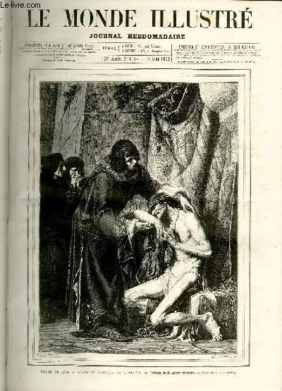 LE MONDE ILLUSTRE N1114 - Salon de 1878, Louis IX console un lpreux, tableau de M.Albert Maignan (dessin de M.Jules Lave).