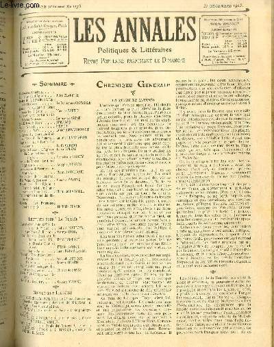 LES ANNALES POLITIQUES ET LITTERAIRES N 1175 (2e semestre) Le 