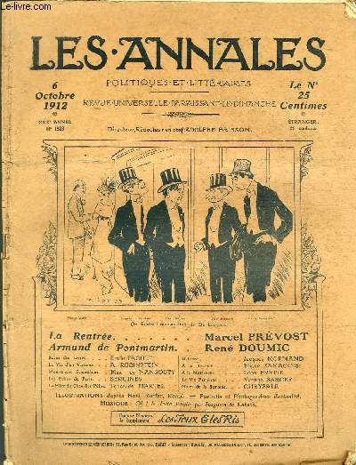 LES ANNALES POLITIQUES ET LITTERAIRES N 1528 Le retour, par Marcel Prvost.