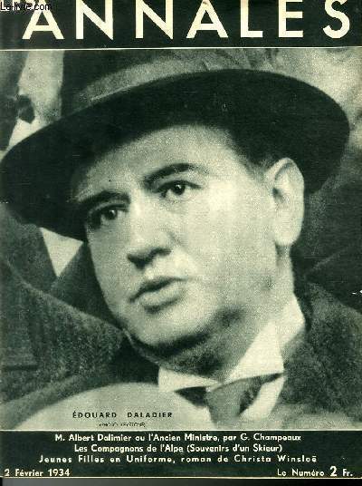 LES ANNALES POLITIQUES ET LITTERAIRES N 2481 Edouard Dalladier (Photo Keystone).