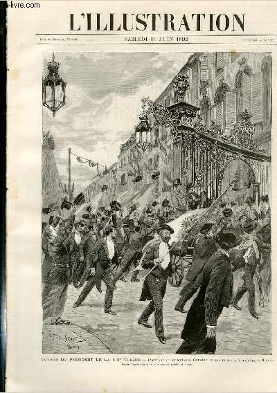 L'ILLUSTRATION JOURNAL UNIVERSEL N 2572 - Gravures: voyage du prsident de la Republique, l'arrive du grand-duc Constantin sur la place Stanislas,  Nancy, d'apres un dessin nature par M.Scott - theatre du Vaudeville, 