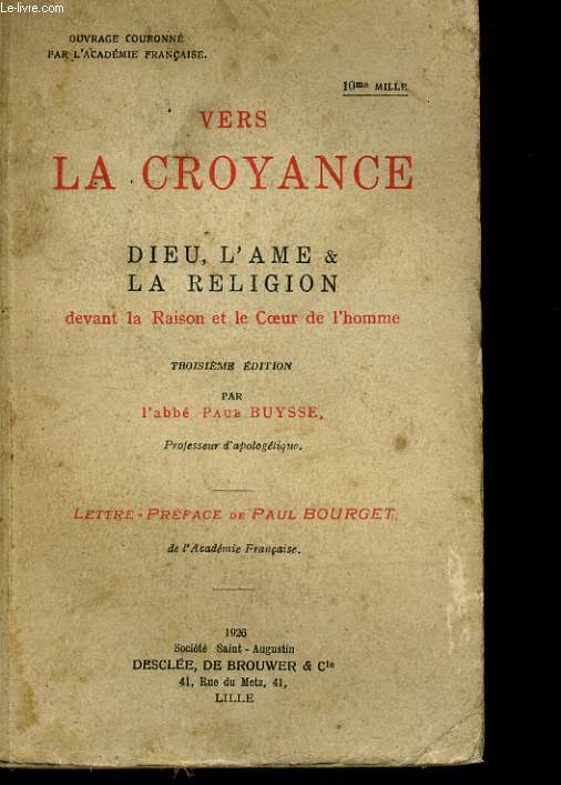 VERS LA CROYANCE