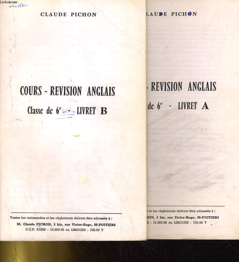 COURS - REVISION ANGLAIS CLASSE DE 6e LIVRET A et B