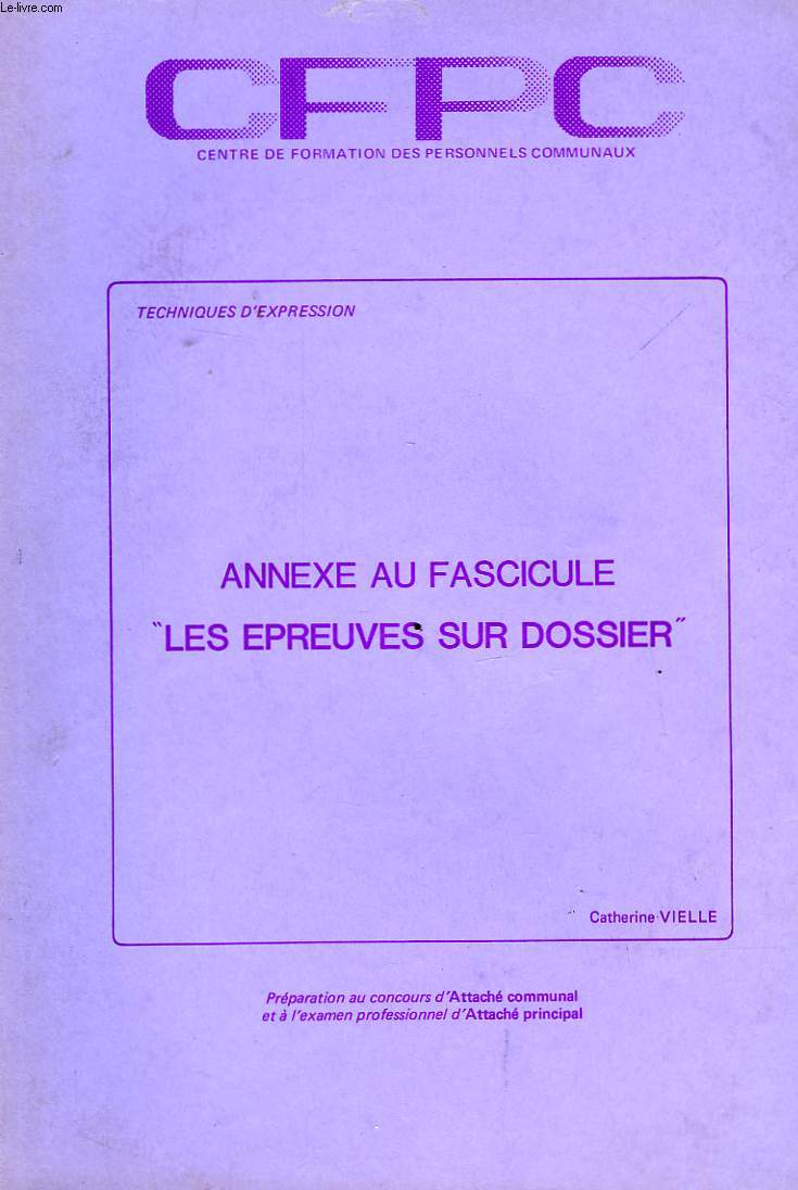 ANNEXE AU FASCICULE 