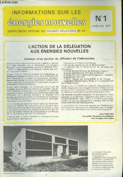 INFORMATIONS SUR LES ENERGIES NOUVELLES - N1