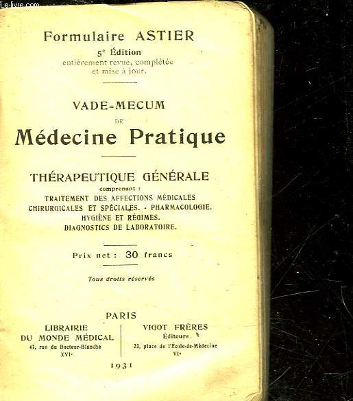 VADE-MECUM DE MEDECINE PRATIQUE