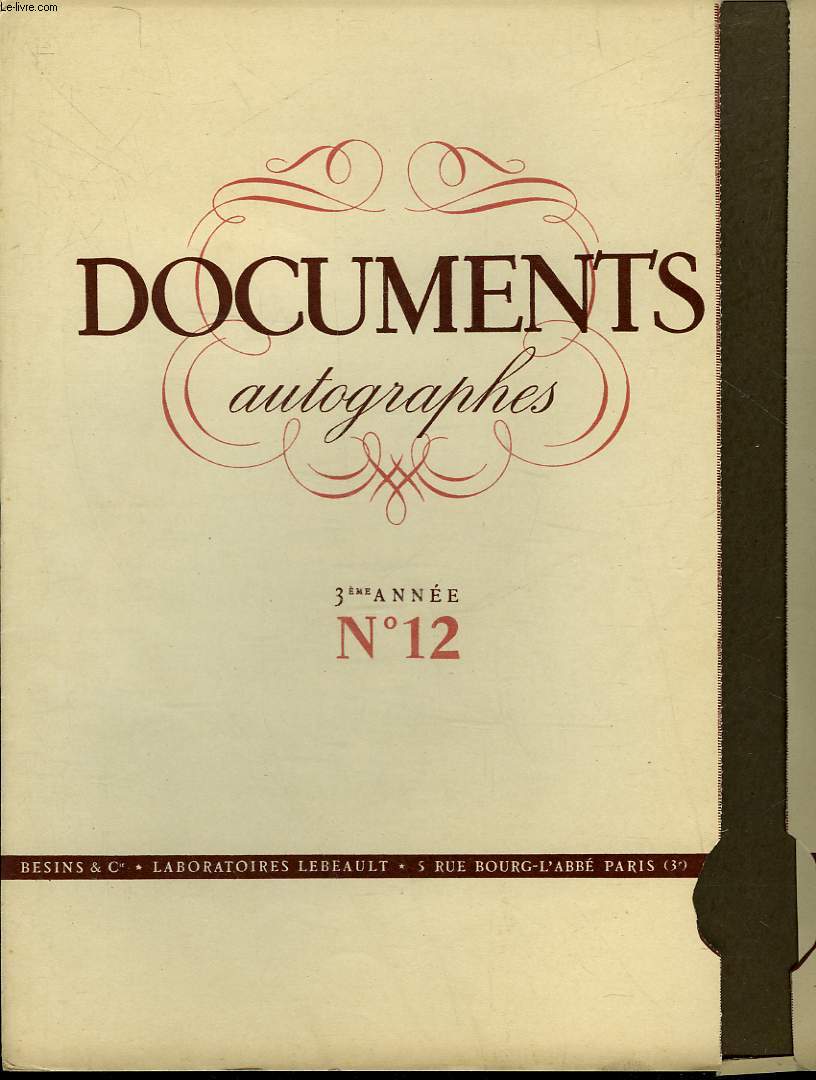 DOCUMENT AUTOGRAPHE - 3 ANNEE - N12 - BILLET DE PIERRE CORNEILLE